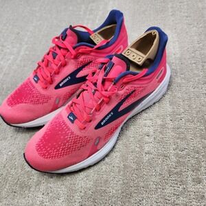 Brooks Launch 9 Womens Running Shoes Pink Navy Blue 1203731B604 Size 9